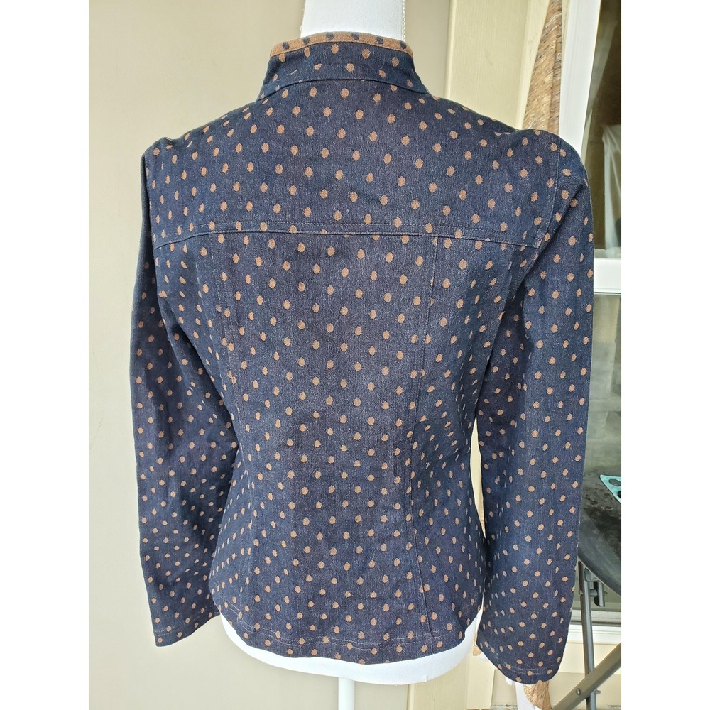 Doncaster Sport Blazer Jacket Blue Polka Dot Pockets Twee Cottage Coquette Sz 6 - Picture 3 of 13
